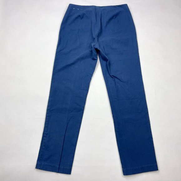 J Mclaughlin Zipper Pants Flat‎ Front Stretch Cotton Straight Leg Blue Women 6 - Picture 2 of 11